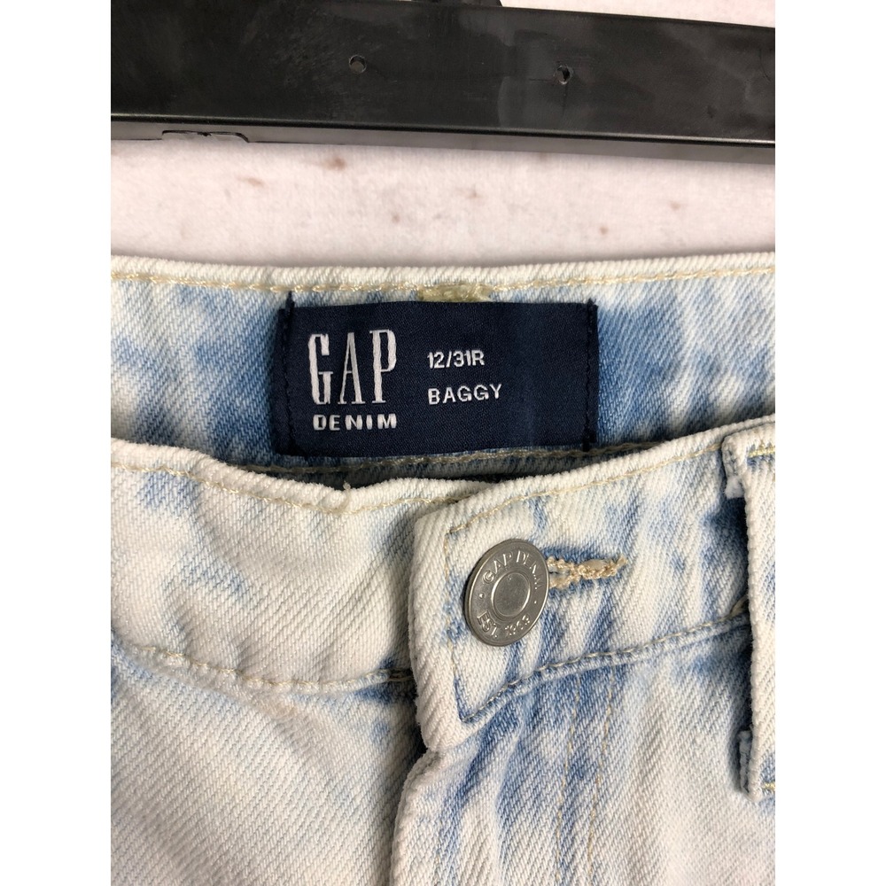 Gap Baggy Light Isla Wash Wide-Leg Ultra Soft Frayed Seam Jeans Size 12 - Picture 7 of 13